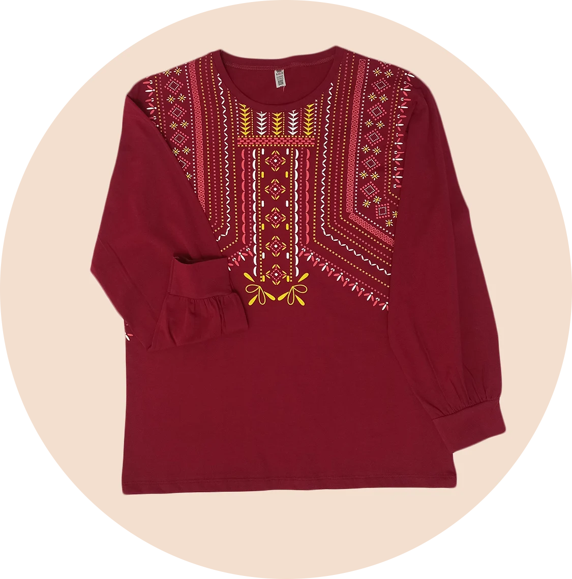 بلوز زنانه آستین بلند نخی 